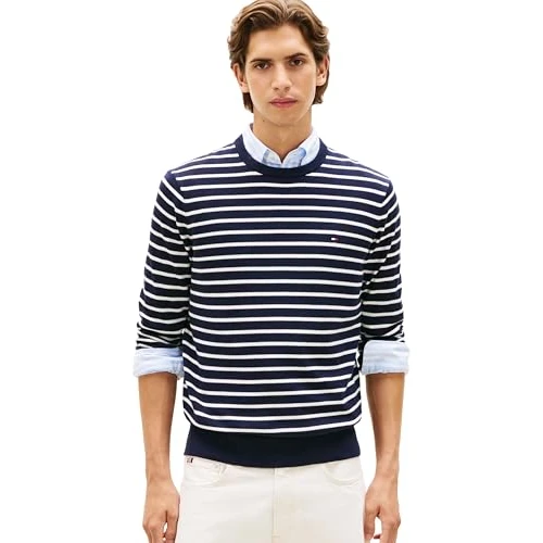 Zeitlich begrenztes Angebot: Tommy Hilfiger Herren Pullover Essential Cotton mit Rundhalsausschnitt, Blau (Desert Sky/Ivory Petal), S von 74.92 € auf 74.92 € (0.00% Rabatt)