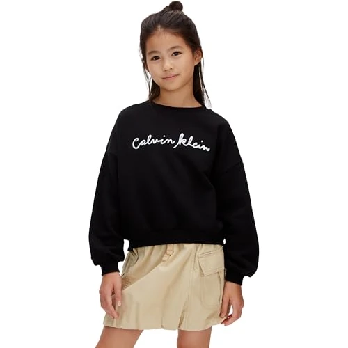 Zeitlich begrenztes Angebot: Calvin Klein Mädchen Sweatshirt mit Rundhalsausschnitt, Schwarz (1716 Black), 12 Jahre von 57.59 € auf 57.59 € (0.00% Rabatt)