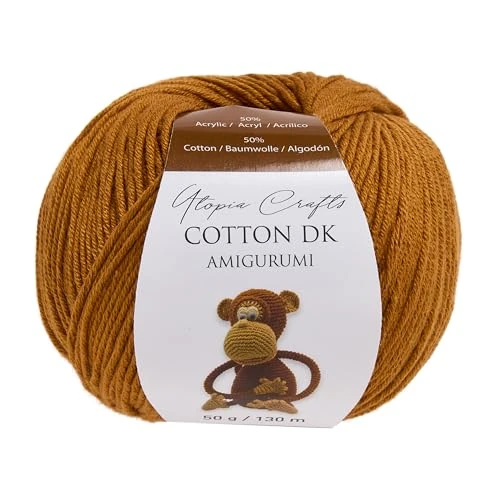Offerta a tempo: Utopia Crafts Amigurumi Cotton DK Yarn for Crochet and Knitting 50% Cotton, 50% Acrylic Blended, 50g (Light Brown) - 0.00% da 3.95 € a 3.95 €