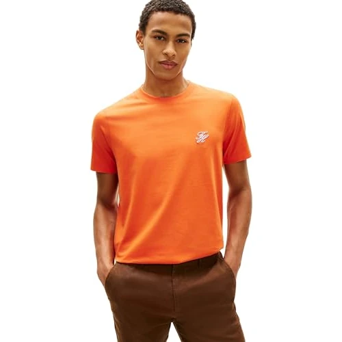 Offre limitée : Tommy Hilfiger T-Shirt de Bain Script Monogram pour Homme MW0MW43066, Orange, XXL de 59.90 € à 17.59 € (71% de remise)