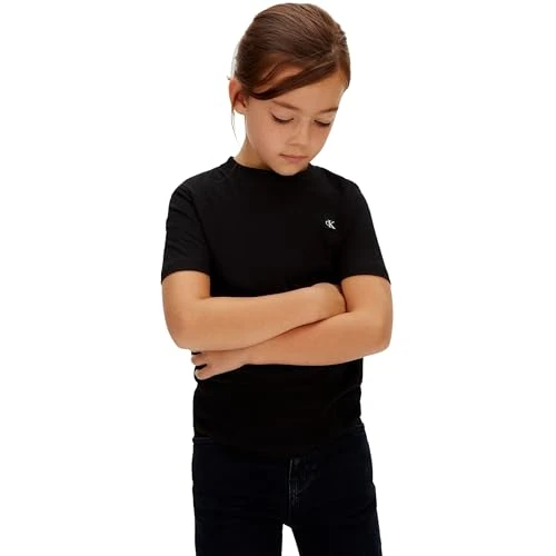 Offerta a tempo: Calvin Klein Bambini Unisex T-Shirt Maniche Corte Mono Mini Badge in Cotone, Nero (Black [CSI] 25Cw1000175Ck), 8 Anni - 48% da 24.90 € a 12.99 €