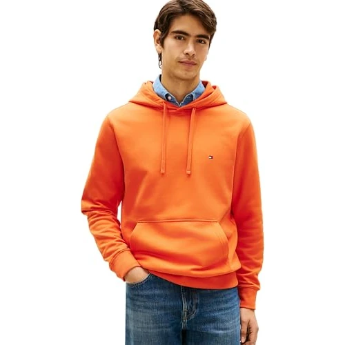 Offerta a tempo: Tommy Hilfiger Uomo Felpa con Cappuccio Essential Terry con Tasca a Marsupio, Arancione (Brilliant Orange), L - 64% da 109.90 € a 39.17 €