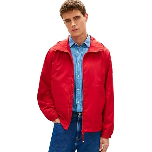 Tommy Hilfiger Men's Branded Hooded Jacket Mw0Mw38905, RED, XL