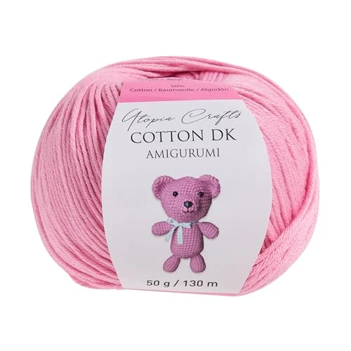 Offerta a tempo: Utopia Crafts Amigurumi Cotton DK Yarn for Crochet and Knitting 50% Cotton, 50% Acrylic Blended, 50g (Light Pink) - 60% da 9.85 € a 3.95 €