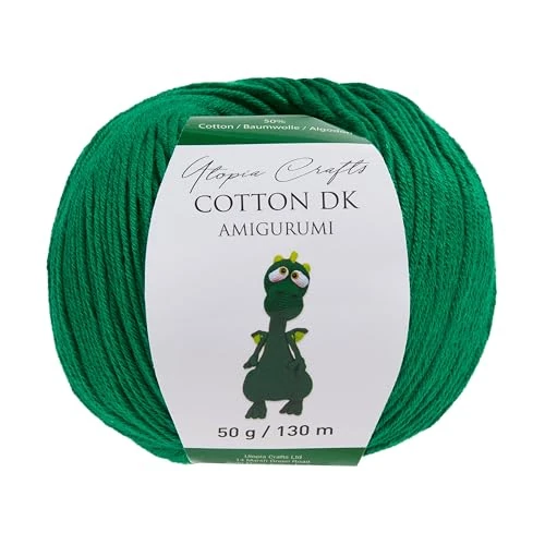 Offre limitée : Utopia Crafts Amigurumi Cotton DK Yarn for Crochet and Knitting 50% Cotton, 50% Acrylic Blended, 50g (Dark Green) de 3.95 € à 3.95 € (0.00% de remise)