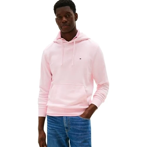 Offerta a tempo: Tommy Hilfiger Uomo Felpa con Cappuccio Essential Terry con Tasca a Marsupio, Rosa (Pink Lily), XL - 45% da 109.90 € a 60.70 €