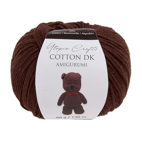 Offerta a tempo: Utopia Crafts Amigurumi Cotton DK Yarn for Crochet and Knitting 50% Cotton, 50% Acrylic Blended, 50g (1, Brown) - 40% da 9.87 € a 5.92 €