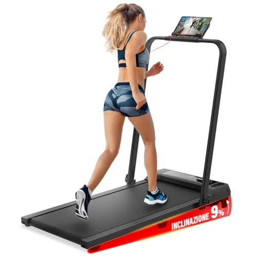 Offre limitée : Your Move Tapis de Course Pliable Inclinable, 12 km/h, 6 Programmes, Affichage LED Support Tablette, Tapis De Marche Maison Bureau, Châssis Renforcé, Marque Italienne, Treadmill Next 1500 YM de 199.99 EUR à 142.49 EUR (remise 29%)