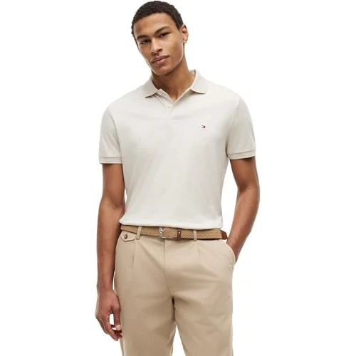 Oferta limitada: Tommy Hilfiger Polo de Temporada de algodón líquido para Hombre, Mw0Mw39994, Beige, XS de 89.90 € a 48.96 € (ahorro 46%)