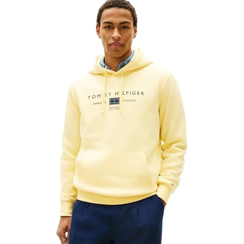 Limited-time offer: Tommy Hilfiger Men’s Hoodie Brand Love with Kangaroo Pocket, Yellow (Citronella), XS from 95.00 £ to 47.27 £ (save 50%)