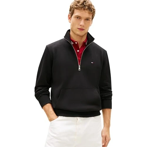Oferta limitowana: Tommy Hilfiger Męski Essential Terry Nowy zamek 1/4 MW0MW43115, czarny, XS z 319.31 zł na 222.08 zł (oszczędź 30.45%)