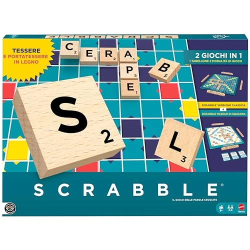 Offerta a tempo: Mattel Games Scrabble, gioco con tessere in legno, edizione Italiana - 25% da 32.99 € a 24.67 €