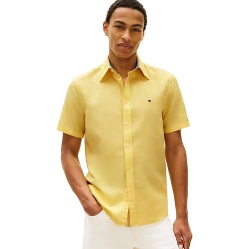 Oferta limitowana: Tommy Hilfiger Męska mieszanka lnu Cl Solid Ss Rf Sht MW0MW42450, żółty, XL z 249.10 zł na 248.19 zł (oszczędź 0.37%)