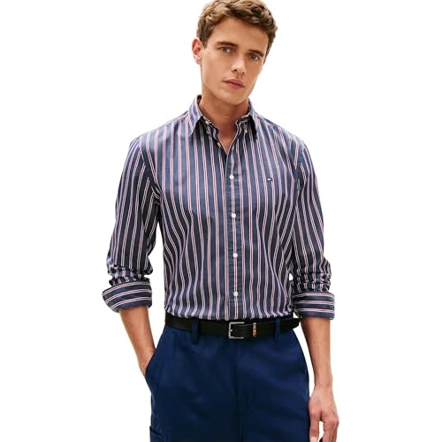 Oferta limitada: Tommy Hilfiger Flex Mw0Mw39159 - Camisa de Popelina para Hombre, Color Azul, XXL de 89.90 € a 49.12 € (ahorro 45%)