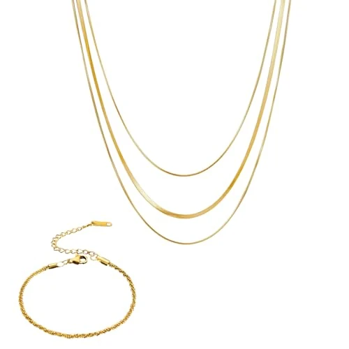 GUOYOU Women's Necklace Various Lengths Stackable Necklace Chain Trendy Delicate Chain Women's Birthday Gift Gold Chain Ladies for Girlfriend Christmas Valentine's Day Mother's Day