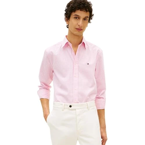 Zeitlich begrenztes Angebot: Tommy Hilfiger Herren Hemd Flex Poplin Gingham Shirt mit Karos, Rosa (Classic Pink/Check), XL von 89.90 € auf 44.00 € (51% Rabatt)