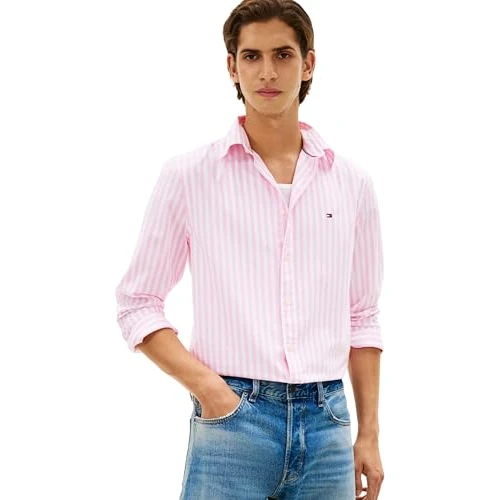 Tommy Hilfiger Herren Flex Popeline Classic STP Rf Shirt Mw0Mw37549 Pink L