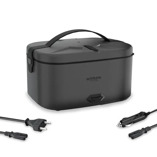 Avilia - Lunchy + 3-in-1 elektrische lunchbox van roestvrij staal met bestek, 80 W thermische lunchwarmer voor thuis, kantoor en auto, luchtdichte container en dubbel stopcontact, 220 V/12 V