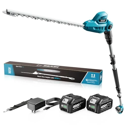 Offerta a tempo: SEESII Tagliasiepi Telescopico a Batteria 2,6 m, Tagliasiepi a Batteria da Giardino con Lama Doppia da 40 cm, 2 * Batterie 4.0Ah, Testa Girevole a 135°, Potente per Siepi, Alberi e Arbusti - 21% da 139.98 € a 110.09 €