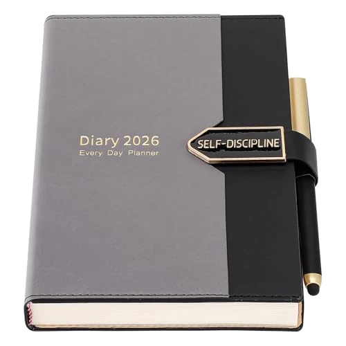 Offerta a tempo: Mljtoyo Agenda giornaliera 2026, formato A5, un giorno per pagina, da gennaio a dicembre (nero, A5) - 36% da 10.98 € a 7.00 €
