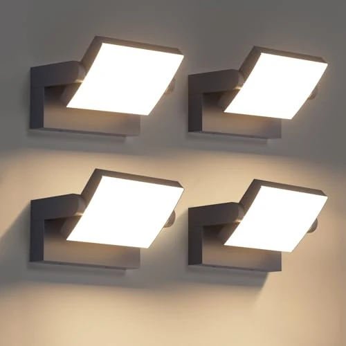 Zeitlich begrenztes Angebot: Klighten 4 Stück 24W Außenwandleuchte Außenlampe, Wasserdicht IP65 Wandleuchte Außen Innen Wandlampe mit Schwenkbar LED Panel für Garten Eingang, Anthrazit, 1500 Lumen, Warmweiß 3000K von 183.99 € auf 183.99 € (0.00% Rabatt)