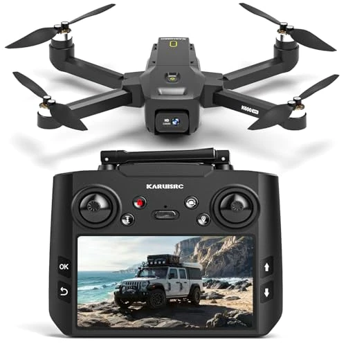 GPS Drone with EIS 4K Camera, 4.5" Screen, Foldable Drone with Brushless Motor, Auto Return Follow Me & SD Card, Gesture Control, AI Track&Orbit Mode Gift for Adults/Kids/Beginners