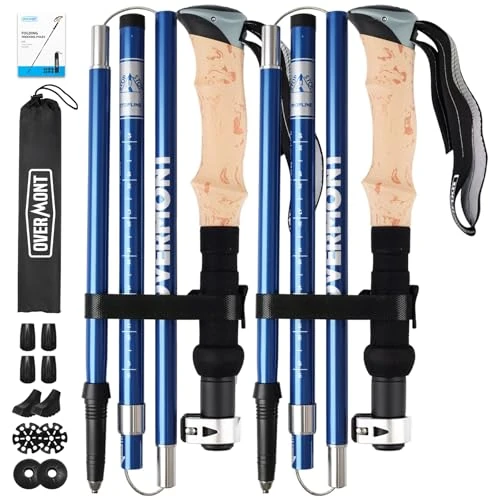 Limited-time offer: Overmont Hiking Poles Foldable Aluminium Ultralight - Adjustable 105-125 cm Trekking Poles - Nordic Walking Poles 1 Pair with All-Terrain Accessories Blue from 30.04 £ to 30.04 £ (save 0.00%)