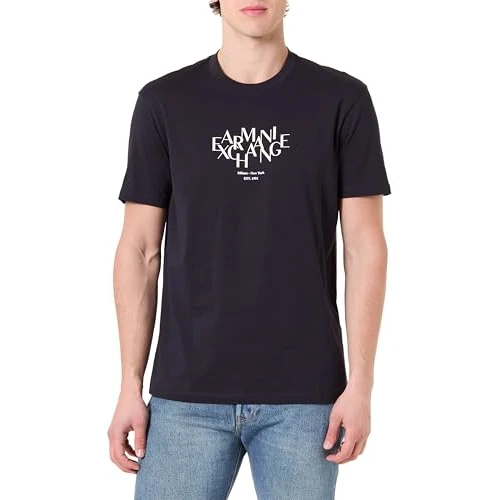 Offerta a tempo: Armani Exchange Maglietta da Uomo, con Logo Stampato 3D, Blu, M - 36% da 34.50 € a 21.95 €