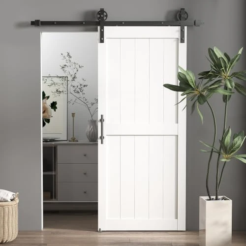 Offerta a tempo: HOMCOM Porta Scorrevole Esterna Muro 91.5x213.4cm, Binario Acciaio, Ruote - 7% da 229.95 € a 212.84 €