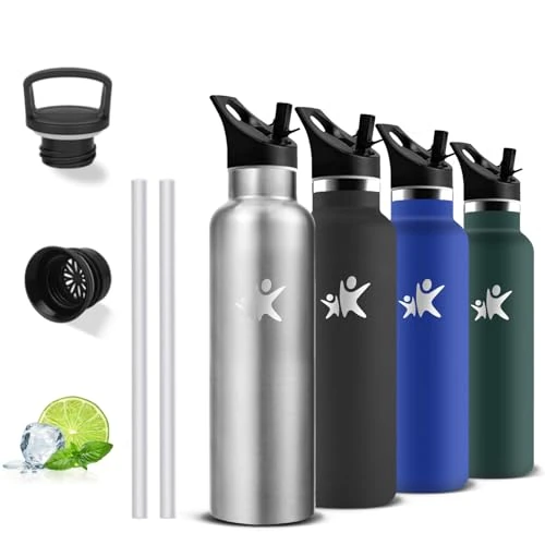 Grsta Termos 500ml, Stal Nierdzewna, Butelka Ze Słomką, Bez Bpa, Szczelny, 24h Zimna I 12h Ciepła, Butelka z Podwójnymi ściankami, Do Szkoły, Na Kemping, W Podróż