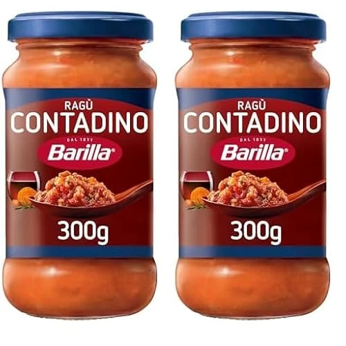 Barilla Sugo Ragù Contadino, Salsa Pronta al Pomodoro con Vino Rosso, Sugo Pronto, Confezione da 600g
