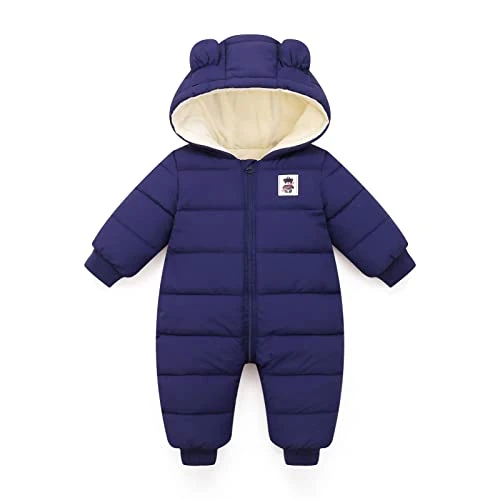 Offerta a tempo: JiAmy Tuta da neve invernale per bambini, Tutina con cappuccio calda per bambine e bambini, Vestiti per neonati Tutina Abbigliamento invernale per neonati da 0 a 18 mesi, blu navy, 9-12 Months - 5% da 35.99 € a 34.19 €