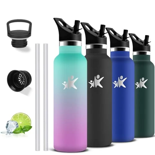 Borraccia Termica, Borraccia 750 ml, Senza BPA, Bottiglia Termica, Con filtro e Cannuccia, Borracce Termiche, Mantiene Caldo per 12 Ore/Freddo 24 Ore, Borracce per Fitness, Sportivo, Palestra