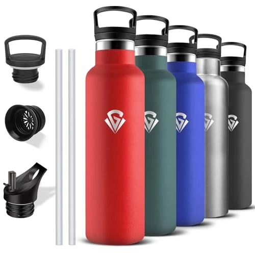 Tijdelijke aanbieding: Grsta Thermosfles, 1 liter, BPA-vrij, sportfles met rietje, roestvrijstalen waterfles, lekvrij, houdt 12 uur warm / 24 uur koud, voor camping van 16.74 EUR naar 13.03 EUR (korting 22%)