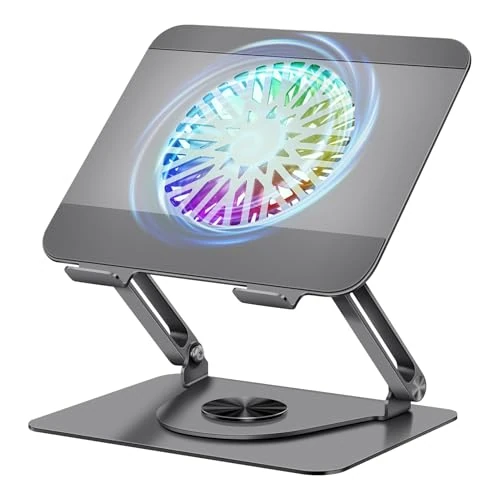 Beperkte aanbieding: ICARE Laptopstandaard met Magnetische RGB Laptopkoeler, 360° Draaibaar, 10 kg Draagkracht en 18 dB Stil, Houder voor Laptops en Tablets tot 16", Grijs van 49.99 EUR naar 49.99 EUR (besparing 0%)