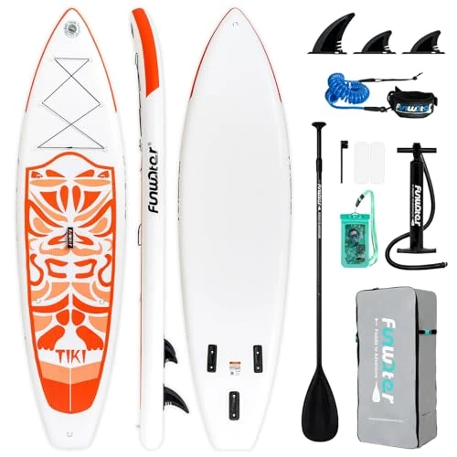Offerta a tempo: FunWater Tavola Gonfiabile Con Pinne,Guinzaglio Di Sicurezza,Pompa A Mano,Pagaia,Zaino Sup,Per Adulti E Ragazzi Di Tutti I Livelli - 23% da 179.99 € a 139.27 €