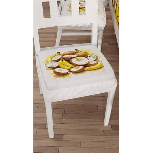PETTI Artigiani Italiani - Coussins pour Chaise avec élastique de 6 pièces, Housses de Coussin en Microfibre, Housses de Chaise avec Ressort Motif Coco et Banane, 100% Made in Italy