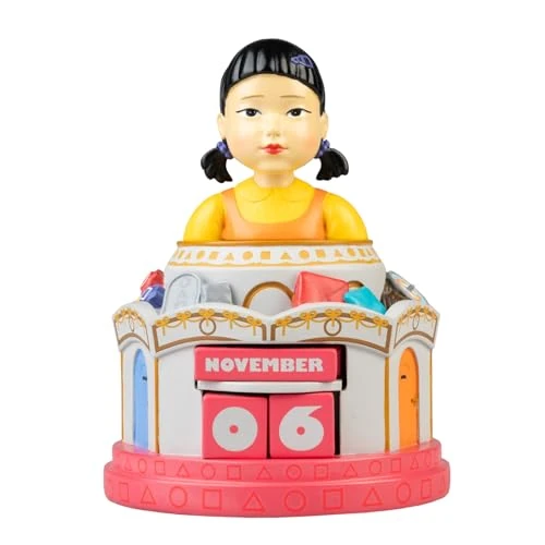 Grupo Erik Ewiger Kalender Squid Game Figur - 3D Kalender Tischkalender zum Aufstellen - Dauerkalender - Offizieller Squid Game Fanartikel Büro Deko