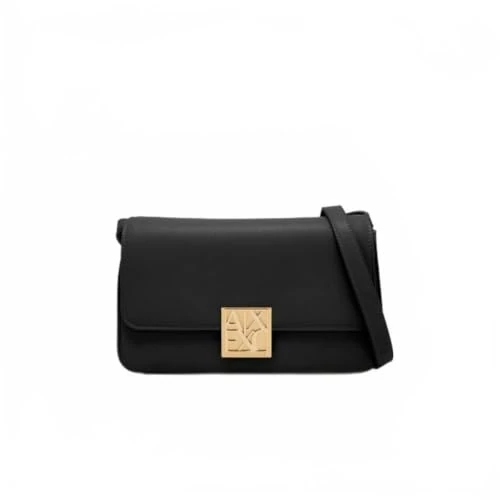 Offre limitée : Armani Exchange Amy, Sustainable, Gold Logo Plate, Pochette Femmes, Noir, Taille Unique de 111.99 € à 111.99 € (0.00% de remise)