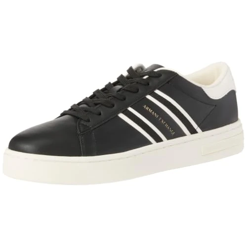 Limited-time offer: Armani Exchange Men's London, Side Stripes, Colour Contrast Trainers, Black + Off White, 43 EU from 59.07 £ to 59.07 £ (save 0.00%)