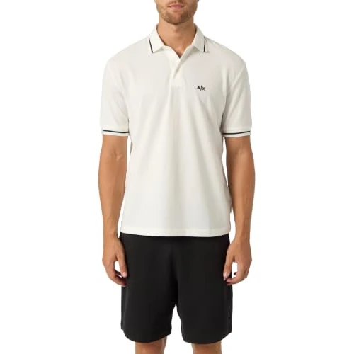 Limited-time offer: Armani Exchange Men's 3D Embroidered Logo Sleeves Logo Bicolour Collar Polo Shirt, Off White, XL from 31.20 £ to 31.20 £ (save 0.00%)