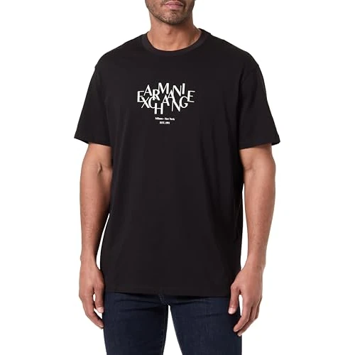 Offerta a tempo: Armani Exchange 3D Printed Front Logo Plain T-Shirt, Nero, S Uomo - 40% da 35.03 € a 21.02 €