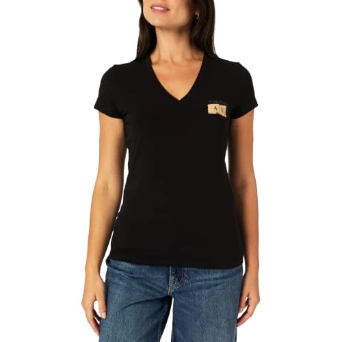 Offerta a tempo: Armani Exchange Salin De Giraud, Shiny Color Contrast Logo T-Shirt, Nero, XXL Donna - 0.00% da 30.87 € a 30.87 €