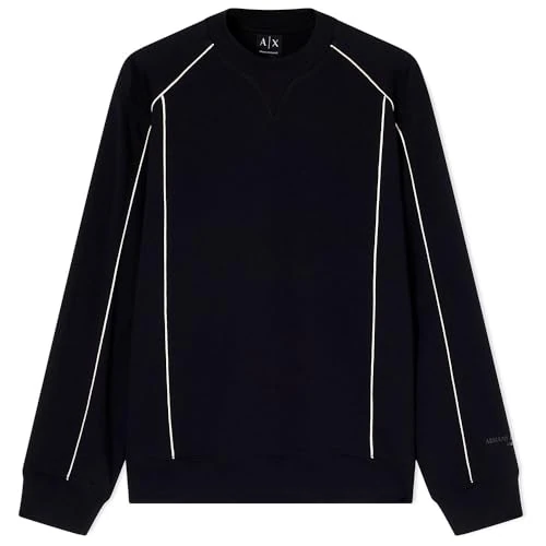 Offerta a tempo: Armani Exchange Simple Look, Embroidered Wrist Logo, Decorative Stripes Maglia di Tuta, Nero, XXL Uomo - 40% da 106.22 € a 63.77 €