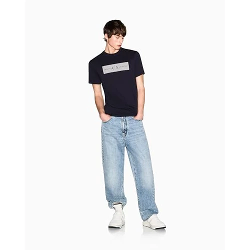 Oferta limitada: Armani Exchange Camiseta para Hombre con Logotipo Grande con impresión 3D, Azul, M de 42.25 € a 42.25 € (ahorro 0.00%)
