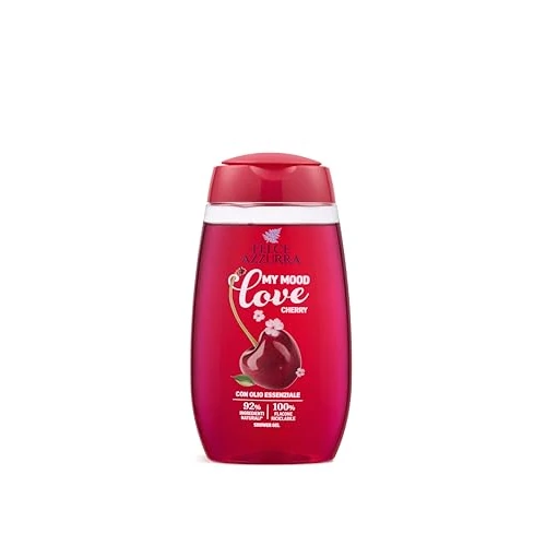 Offerta a tempo: Felce Azzurra, Docciaschiuma My Mood Love Cherry, Profumo Ciliegia, 250 ml | Gel detergente idratante alla ciliegia, oli essenziali, 92% ingredienti naturali, riciclabile - 37% da 2.99 € a 1.88 €