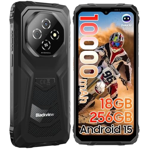 Blackview Fort 1 Rugged Smartphone Android 15, Batteria 10000mAh Telefono Indistruttibile, Gemini AI, 18(6+12) GB+256GB/2TB TF Celluare Antiurto, 6.56" HD+, 4G/NFC/OTG/Fingerprint/GPS/2 Anni Garanzia