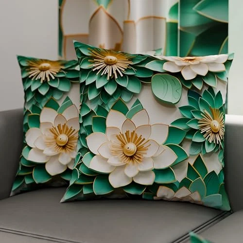 PETTI Artigiani Italiani - Paar kussenslopen 60 x 60 cm, van microvezel, decoratief kussen voor slaapkamer, bank, woonkamer, set van 2 kussenslopen, bloemenpatroon 05/7, 100% Made in Italy