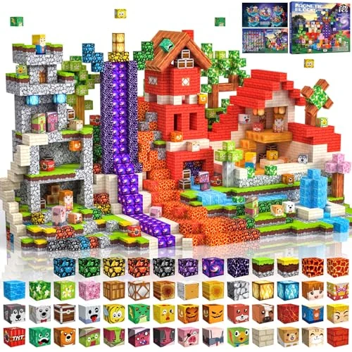 Bloques Magneticos Construccion Niños 220 Piezas 2CM 3+ Magneticas, Juego Magnetic Blocks Tiles Construcción, Juguetes Montessori para Niños 4 5 6 7 8 9 10 11 12 Regalos de Cumpleaños para Niñas