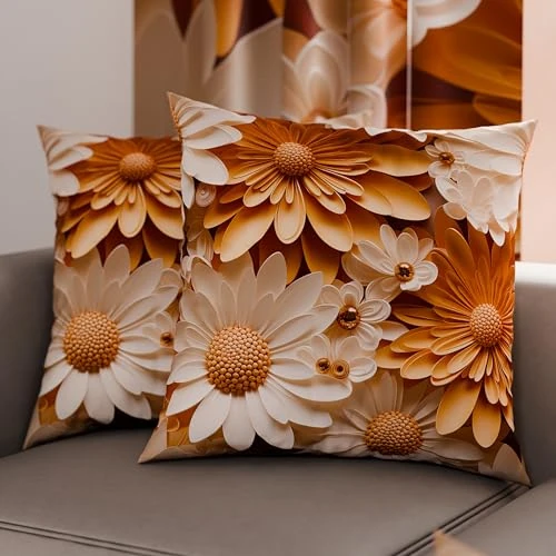 PETTI Artigiani Italiani - Coppia di Federe Cuscino 40x40 cm in Microfibra, Cuscini Arredo Camera da Letto, Divano, Salotto, Set 2 Fodere Copricuscino, Federa Floreale 05 2, 100% Made in Italy